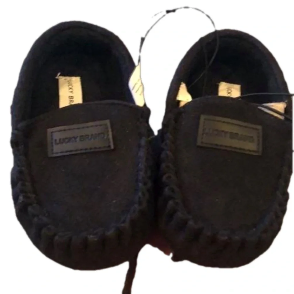 NEW Lucky Brand Toddler Moccasin Slip-On Slippers Size 7/8 Kids Shoes Black